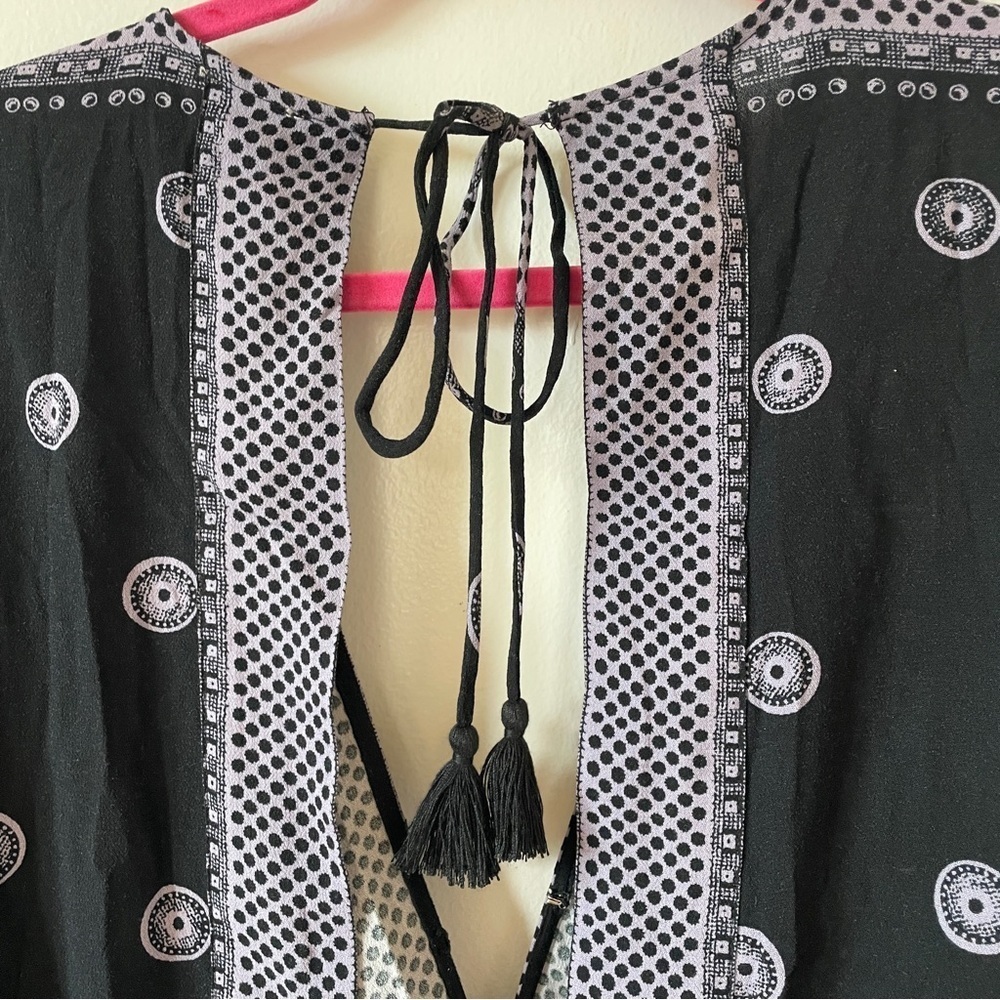 Free People Intimately Surplice Open Back bodysuit on board long sleeves lace M - Picture 11 of 13